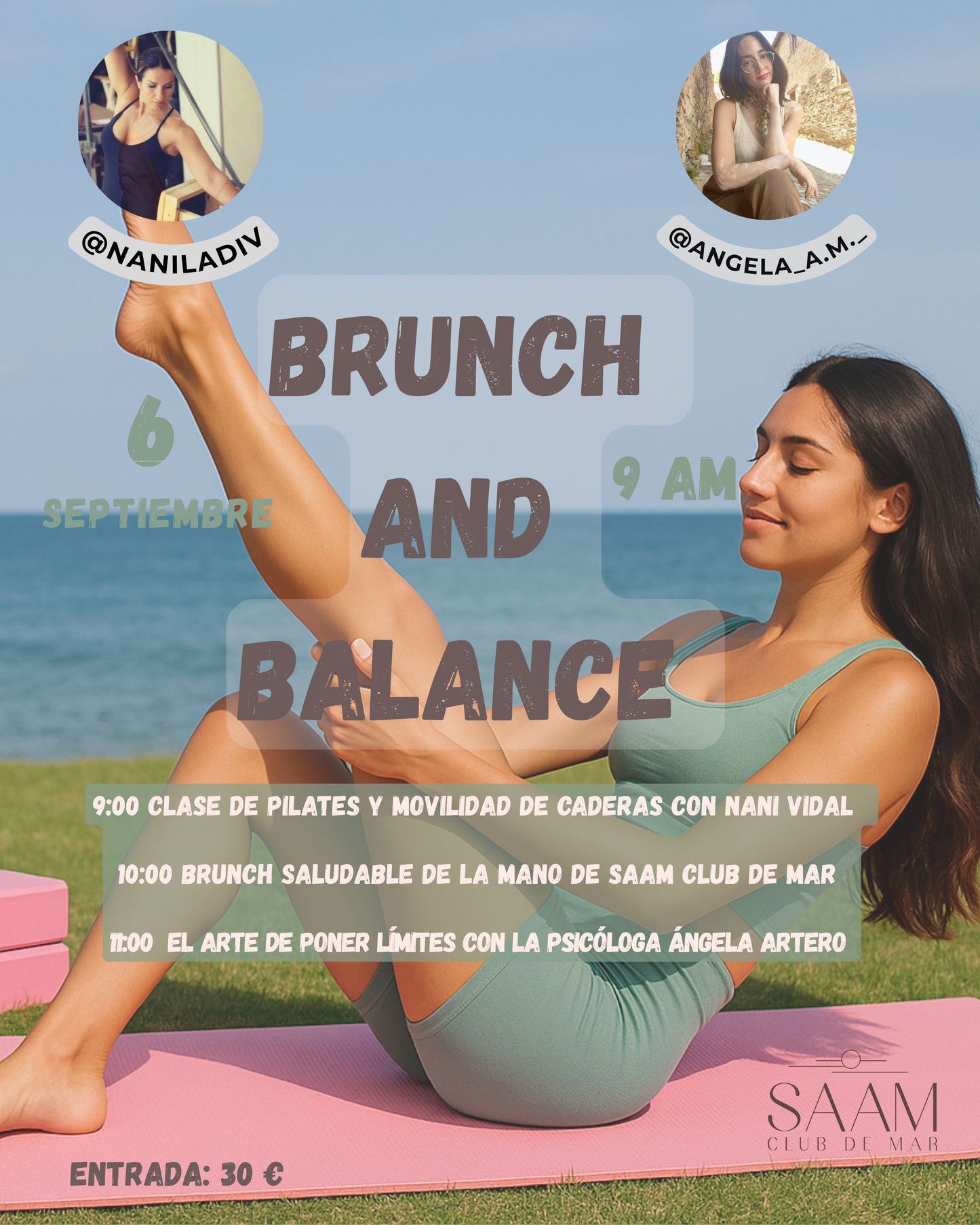 Evento Exclusivo Brunch and Balance. Sábado 6 de septiembre en Saam Club de Mar.
