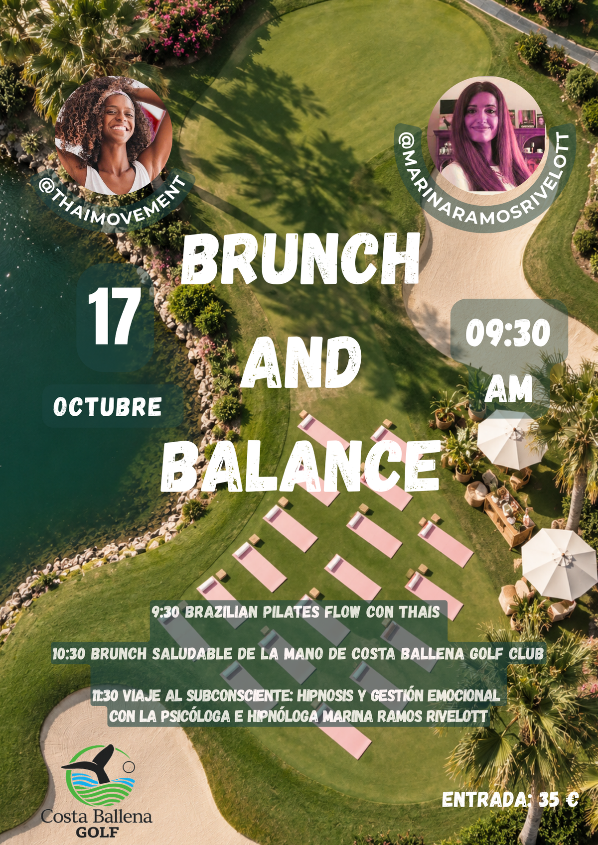 Evento exclusivo Brunch and Balance 17 octubre. Reserva 15 €. Pago de 20€ en el club en efectivo.